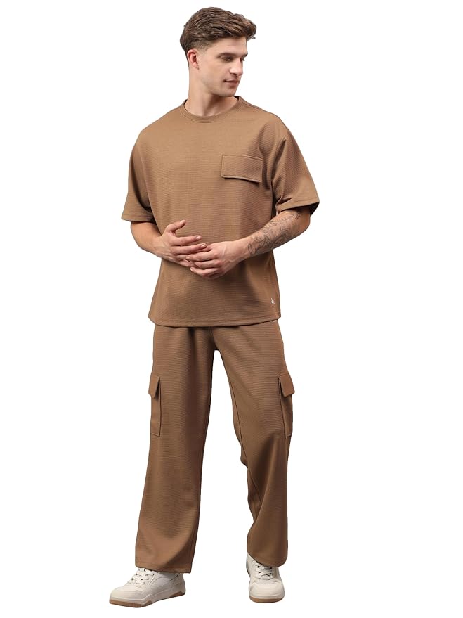 YHA Casual Oversize Round Neck Gents TrackSuit Stylish Summer Half Sleeves Mens Cord Set With Full Pant Lightweight Breathable Polycotton Fabric Co-ord Sets For Men