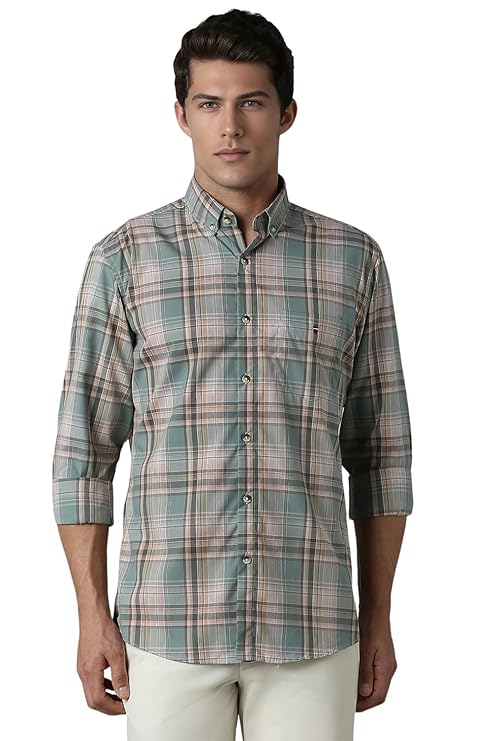 Louis Philippe Men's Checkered Slim Fit Shirt