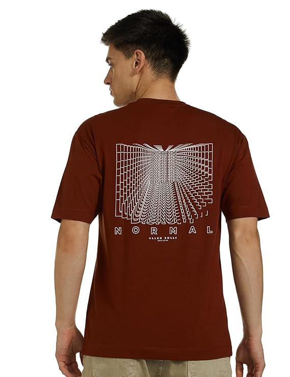 Allen Solly Men Cotton Regular Fit Drop Shoulder Back Print Tshirt