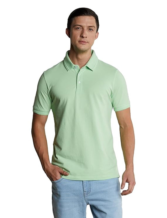 Symbol Premium Men's Cotton Stretch Solid Polo T-Shirt (Regular Fit | Pique Knit)