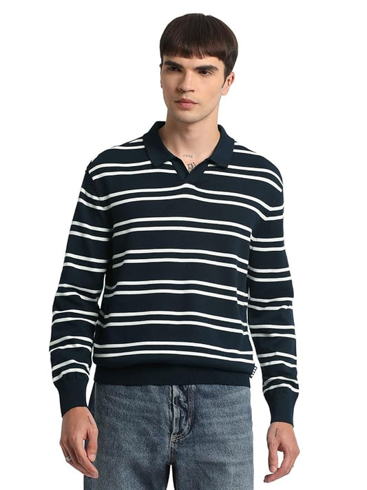 The Bear House Men's Striped Regular Fit Polo Shirt