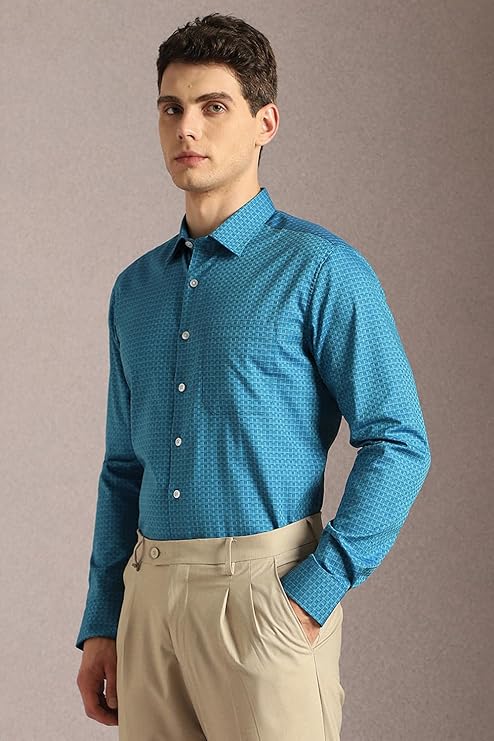 Louis Philippe Men's Checkered Slim Fit Shirt