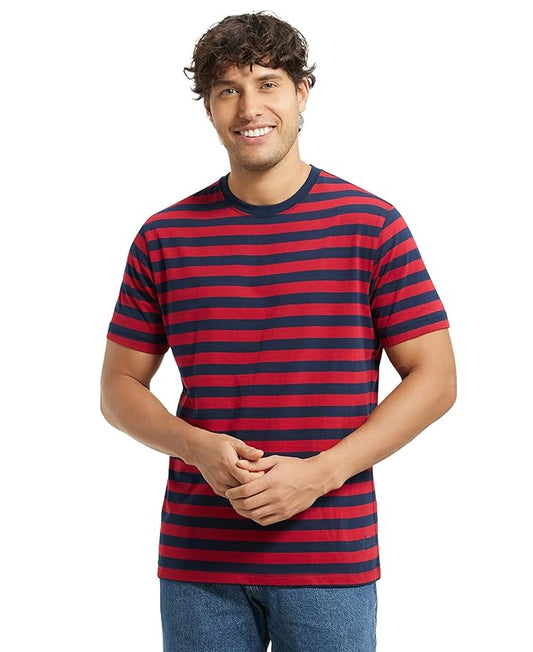 Jockey 2715 Men's Super Combed Cotton Rich Striped Regular Fit Round Neck Half Sleeve T-Shirt