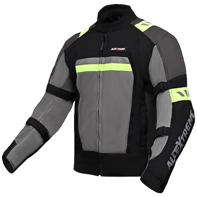 Allextreme BAZOOKA Bike Riding Jacket for Back Elbows Shoulder Motorcycle gear rider Protection Mesh Fabric with All Season Night Visibility Sticker