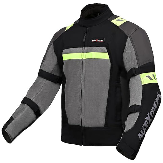 Allextreme BAZOOKA Bike Riding Jacket for Back Elbows Shoulder Motorcycle gear rider Protection Mesh Fabric with All Season Night Visibility Sticker
