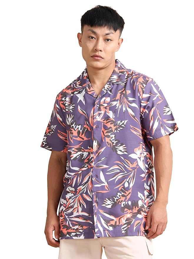 StitchX Men's Half Sleeve Printed Beach Cuban Collar Shirt S-2XL