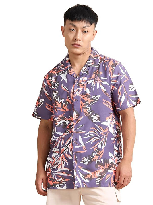 StitchX Men's Half Sleeve Printed Beach Cuban Collar Shirt S-2XL