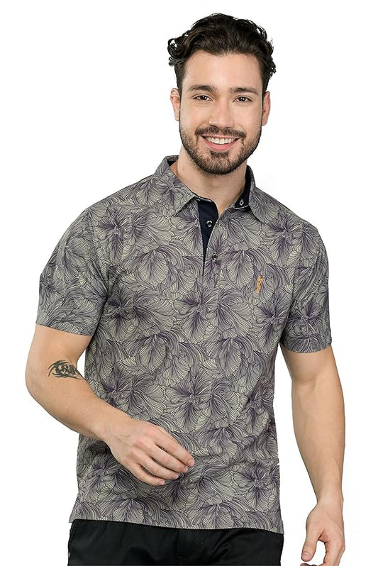STELLERS Men's Premium Printed Polo T-Shirt | Wrinkle Free | Quick Dry | Breathable | Stretchable | Regular Fit