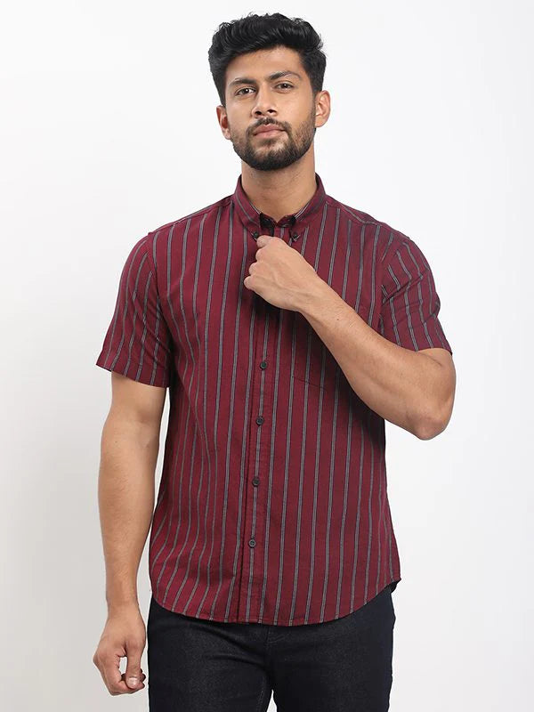 Fairtrade Men Striped Half Sleeve Cotton Shirt