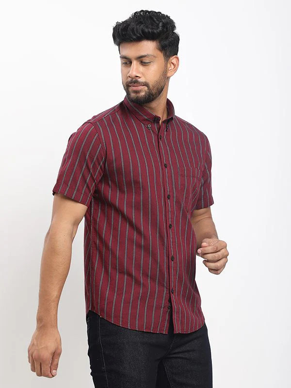 Fairtrade Men Striped Half Sleeve Cotton Shirt