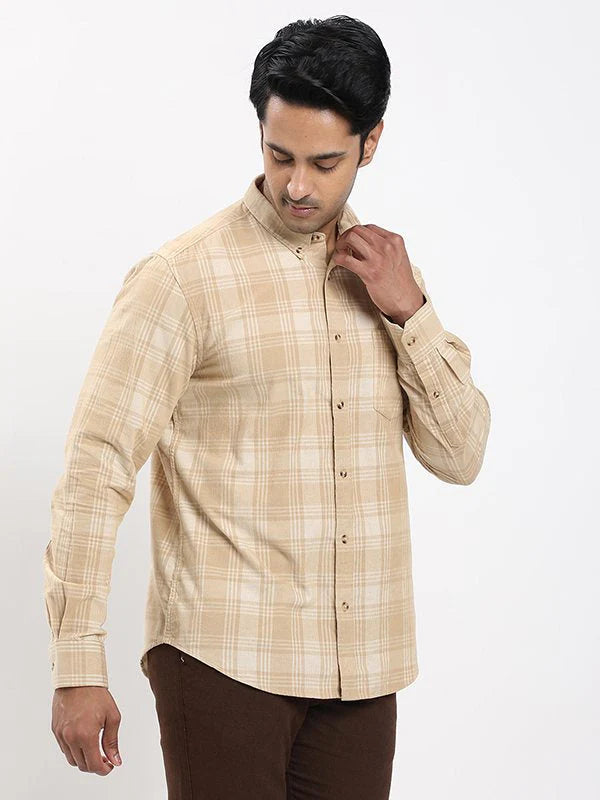 Men Checked Full Sleeve Cotton Corduroy Shirt