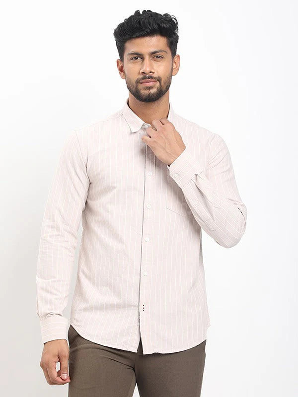 Fairtrade Men Striped Full Sleeve Cotton Shirt