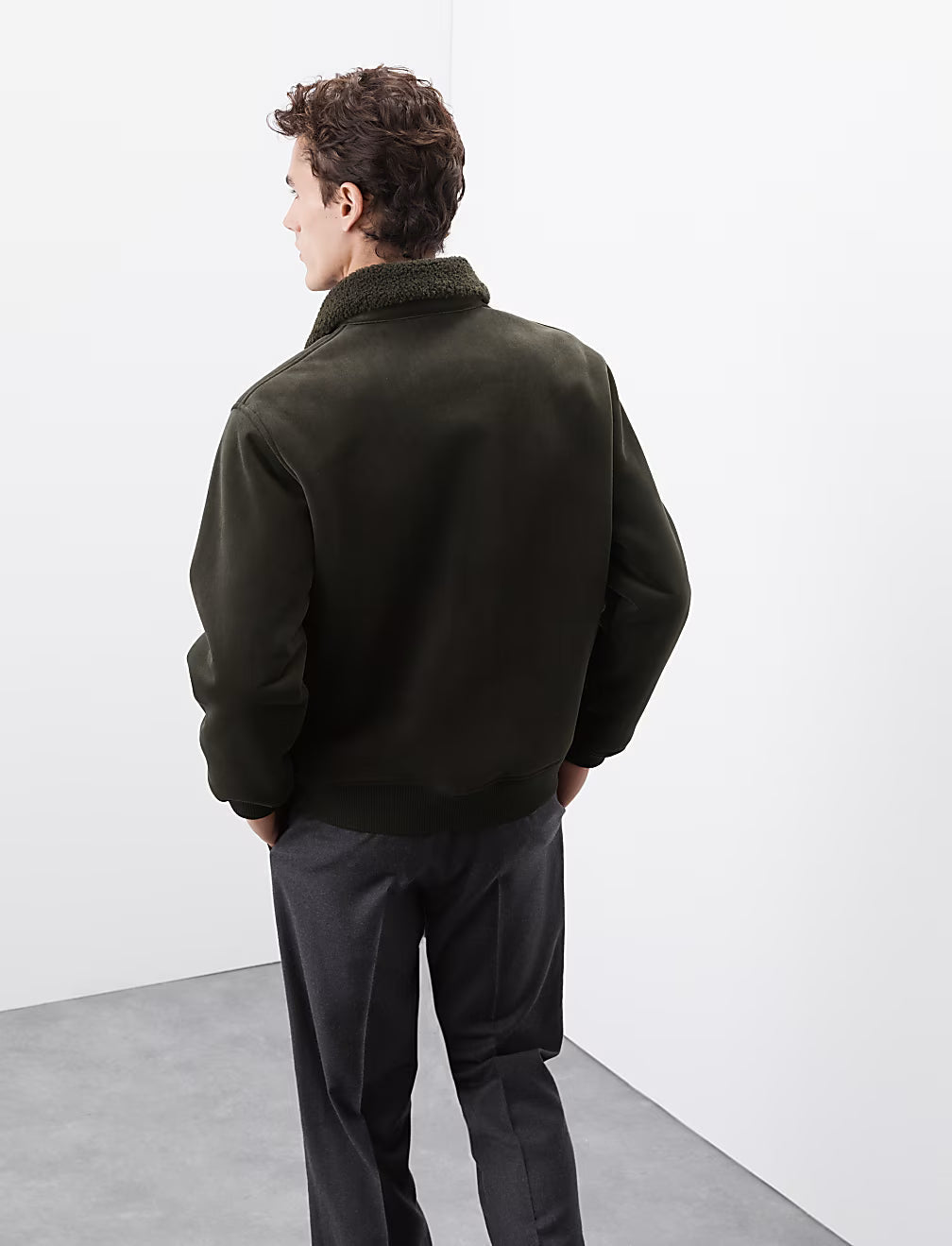 Faux Suede Bomber Jacket