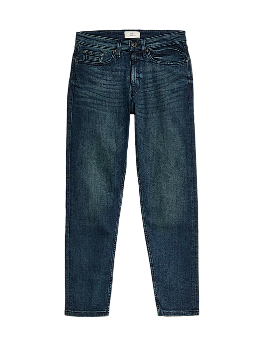 Tapered Fit Vintage Wash Stretch Jeans