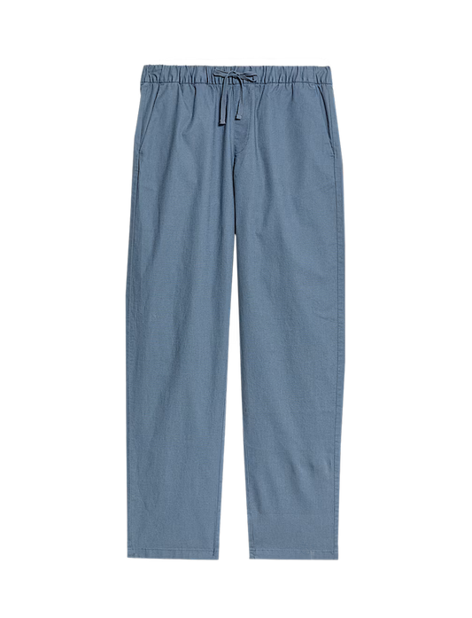 Loose Fit Cotton Linen Blend Elasticated Trousers