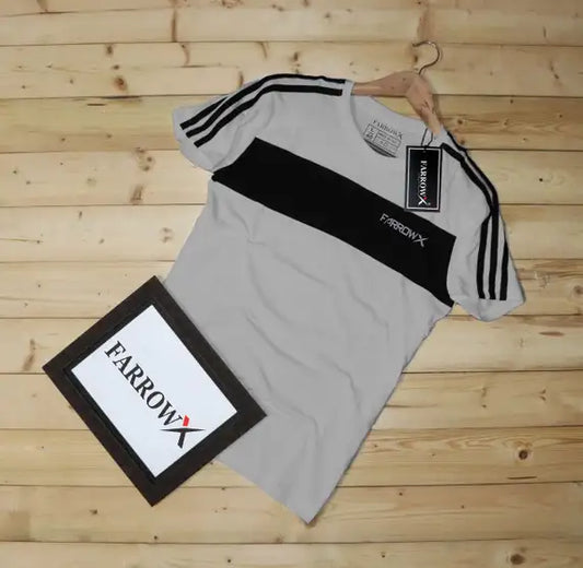 Color Block Men Grey T-Shirt