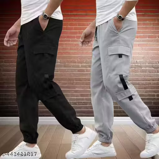 Men's Track Pant Pack Of 2 || Joggers Style || Side Pocket Latest Collection || Men Tracks Collection || Pants Jogger Style For Boys || Black and Grey Combo Offer || Pack Of 2