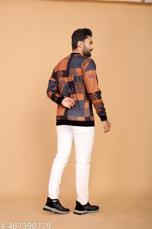 Mens Staylish Printed Lycra Full Sleeve T-Shirt