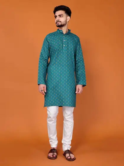 Men Printed Kurta (Blue)