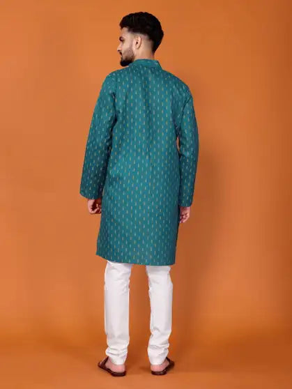 Men Printed Kurta (Blue)