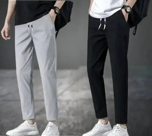 Men Black, Grey Track Pants